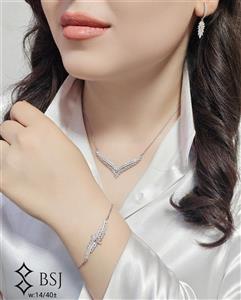 سرویس نقره مدل GT207 ترکیب زنجیر ظریف، برلیان و مارکیز | طراحی مدرن و شیک 
