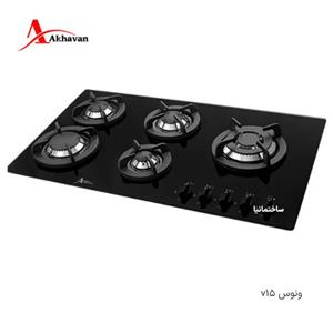 اجاق گاز صفحه‌ای شیشه‌ای اخوان مدل V-15 ونوس | گاز رومیزی ۵ شعله با راندمان بالا