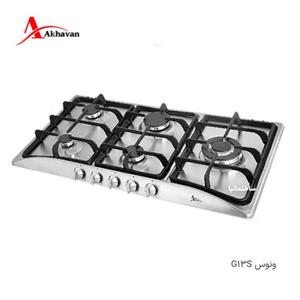 اجاق گاز صفحه‌ای استیل اخوان مدل G-13S | گاز رومیزی ۵ شعله با کیفیت ایتالیایی