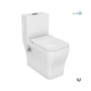 توالت فرنگی والهنگ آرتا چینی کرد با طراحی صاف و پیچ مخفی | سیستم فلاشینگ ریزشی و درب آرام‌بند