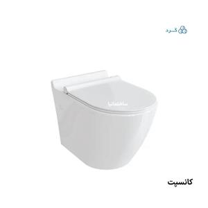 توالت فرنگی وال هنگ کانسپت چینی کرد با طراحی مینیمال و درب آرام‌بند اسلیم | نصب دیواری و تخلیه ریزشی
