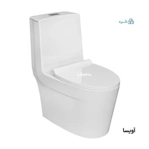 توالت فرنگی آویسا چینی بهداشتی با فلاش توربوجت دوزمانه و درب آرام‌بند | نصب زمینی و مصرف آب بهینه