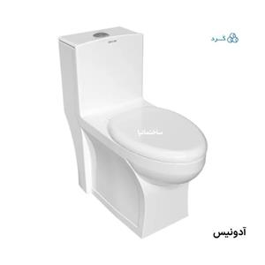 توالت فرنگی آدونیس چینی کرد با تخلیه توربوجت دوزمانه و درب آرام‌بند | نصب زمینی و طراحی مدرن
