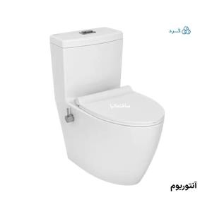 توالت فرنگی آنتوریوم چینی کرد با طراحی مینیمال، شیر بیده و فلاش ریزشی | تخلیه پرقدرت با خروجی ۳ اینچ