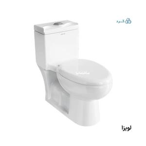توالت فرنگی لویزا چینی کرد با فلاش ریزشی و مکانیزم دوزمانه | آرام‌بند و آکس ۲۰ سانتی‌متر
