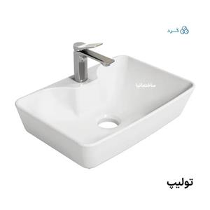 روشویی روکابینتی تولیپ با طراحی ذوزنقه‌ای مدرن و پانچ شیر آب