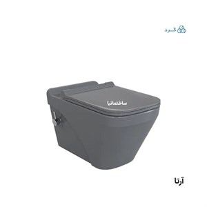توالت فرنگی وال هنگ آرتا چینی کرد با طراحی مینیمال و نصب مخفی | تخلیه ریزشی و درب آرام‌بند دوبل