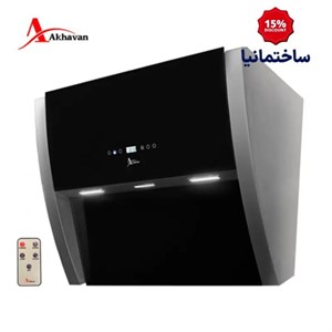 هود مورب اخوان مدل H69 | طراحی شیشه‌ای استیل مشکی با درب اتوماتیک و سنسور پیشرفته