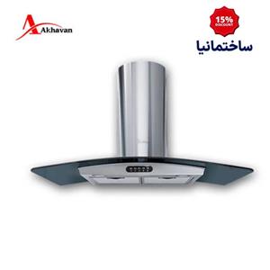 هود شومینه‌ای اخوان مدل H18-G | طراحی شیشه دودی و استیل با مکش قوی و صدای کم