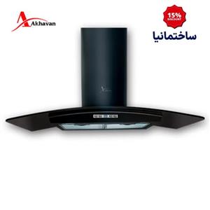 هود شومینه‌ای اخوان مدل H18-B | طراحی استیل مشکی با موتور توربو و فیلتر قابل شستشو