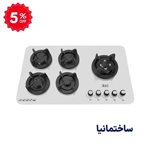 گاز رومیزی ۵ شعله شیشه‌ای مدل G-1505s | طراحی مدرن با شیشه مقاوم و ایمنی بالا