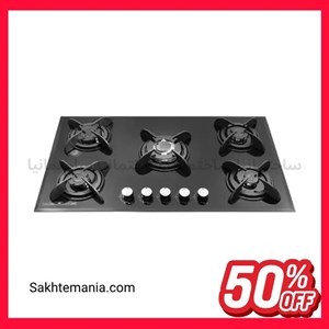گاز رومیزی ۵ شعله شیشه‌ای جیلارد مدل G-1506s | طراحی مدرن با ایمنی ترموکوپل و فندک اتوماتیک