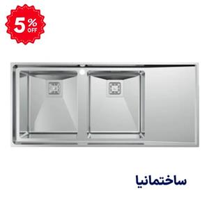 سینک دو لگنه 952 توکار استیل البرز | طراحی کلاسیک، عمق ۲۰ سانتی‌متر و دوام بالا