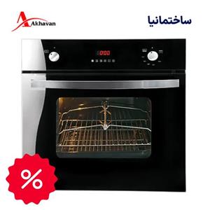 فر توکار اخوان مدل F13 برق و گاز | طراحی استیل موج‌دار چپ با پنل لمسی و ظرفیت 70 لیتری
