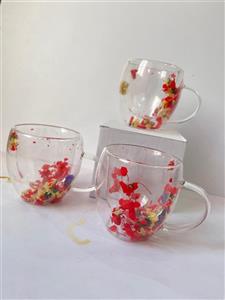 ماگ پیرکس دوجداره گل دار