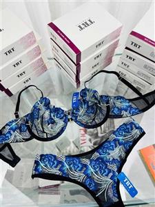 ست شورت و سوتین توری گیپوری آبی TRT کد 135