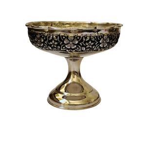 پیاله آجیل خوری مسی کروم قلم زنی آفتابگردان تک پایه ZH320.11