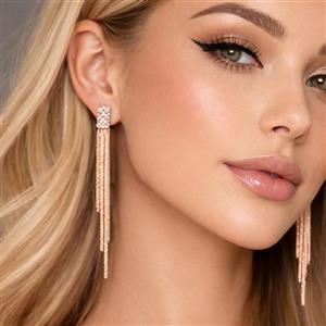 گوشواره میخی زنانه مدل آبشاری نگین دار کد 161