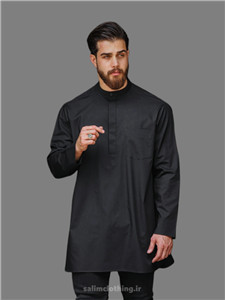 پیراهن پاکستانی مشکی دکمه مخفی سلیم