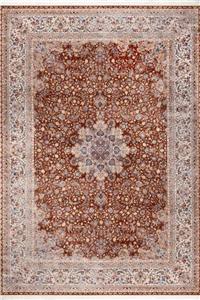 فرش بهشتی 1200 شانه ابریشمی کلکسیون ماهور کد 5566 زمینه قهوه ای (برجسته)