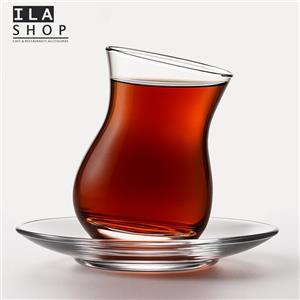 استکان و نعلبکی کمر باریک پاشا مدل کازان یک دستی ایلا