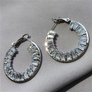 گوشواره حلقه ای نگین دار براق دخترانه شیک