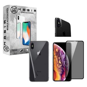 محافظ صفحه نمایش حریم شخصی و پشت گوشی مسیر مدل MGPR-BCK-LNZ مناسب برای گوشی موبایل اپل Iphone Xs Max به همراه محافظ لنز دوربین 