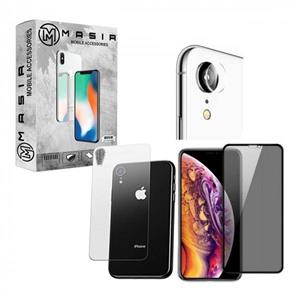 محافظ صفحه نمایش حریم شخصی و پشت گوشی مسیر مدل MGPR-BCK-LNZ مناسب برای گوشی موبایل اپل Iphone XR به همراه محافظ لنز دوربین