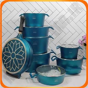 سرویس قابلمه 16 پارچ چدن سبز آکا