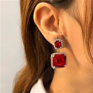 گوشواره نقره ای قرمز مجلسی فشن کد GO00134
