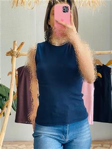 تاپ یقه گرد آستین حلقه ای