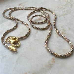 زنجیر نقره زنانه  زنجیرنقره طنابی سه رنگ 