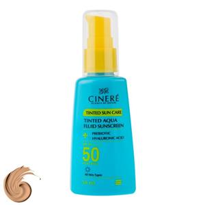 ضد آفتاب آکوا فلوئید رنگی انواع پوست SPF50 سینره حجم 50ml