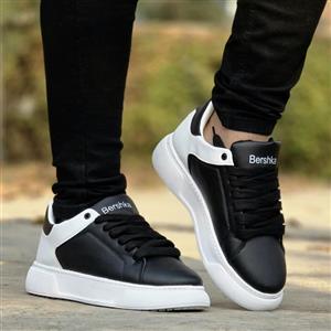 فروش فوق العاده کفش کتونی اسپرت مردانه پسرانه مدل Bershka جذاب و باکیفیت رنگ مشکی سفید باارسال رایگان