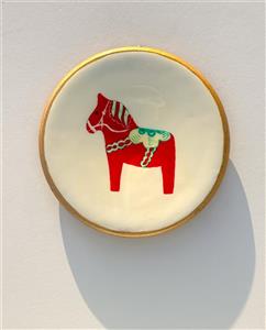 دیوارکوب سفالی اسب قطر ۱۵سانتی متر