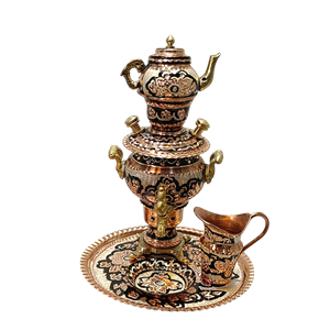 ست سیسمونی مسی سماور نقره‌کوب نانو شده کد sis-100