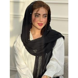 شال حریر مشکی مروارید کد 2208