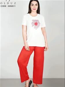 ست تیشرت و شلوار زنانه طرح flower