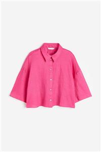 شومیز زنانه آستین کوتاه لینن اچ اند ام H&M