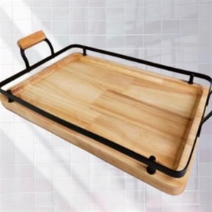 سینی چوبی دسته فلزی