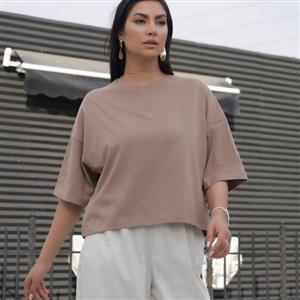 کراپ‌ زنانه یقه گرد ساده پنبه کد99364