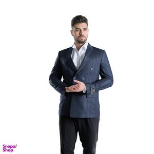 کت تک مردانه مدل چهارخانه شکوه دبل برس 5-4 رنگ سرمه ای