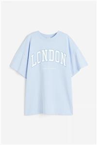 تیشرت لانگ زنانه اچ اند ام H&M طرح LONDON