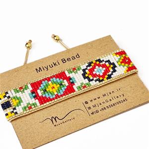 M0276 _ دستبند سفید رنگی، 13 رج ( منجوق میوکی )