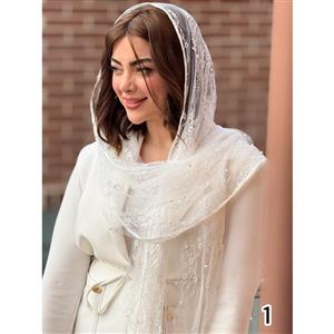 شال مجلسی تور و مروارید عروس کد 3865