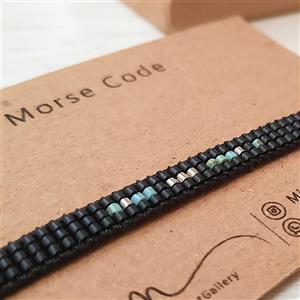 M0006 _ دستبند مورس مشکی مات، نقره ای و پیکاسویی 3 رج  ( منجوق میوکی )