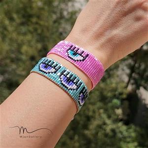 M0089 _ دستبند چشم کیارا 11 رج ( منجوق میوکی و ابریشمی )