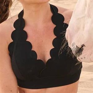 نیمتنه ورزشی زنانه ویسکی WISKII مدل V-Cut Scallop Halter