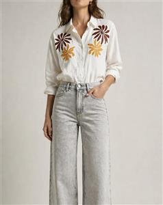 شومیز سفید گلدوزی ZARA