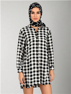 شومیز مانتویی چهار خانه زنانه کد 4030207
